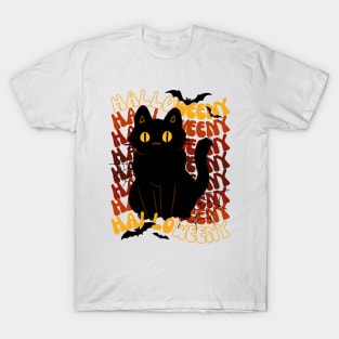 Spooky Halloween Black Cat T-Shirt